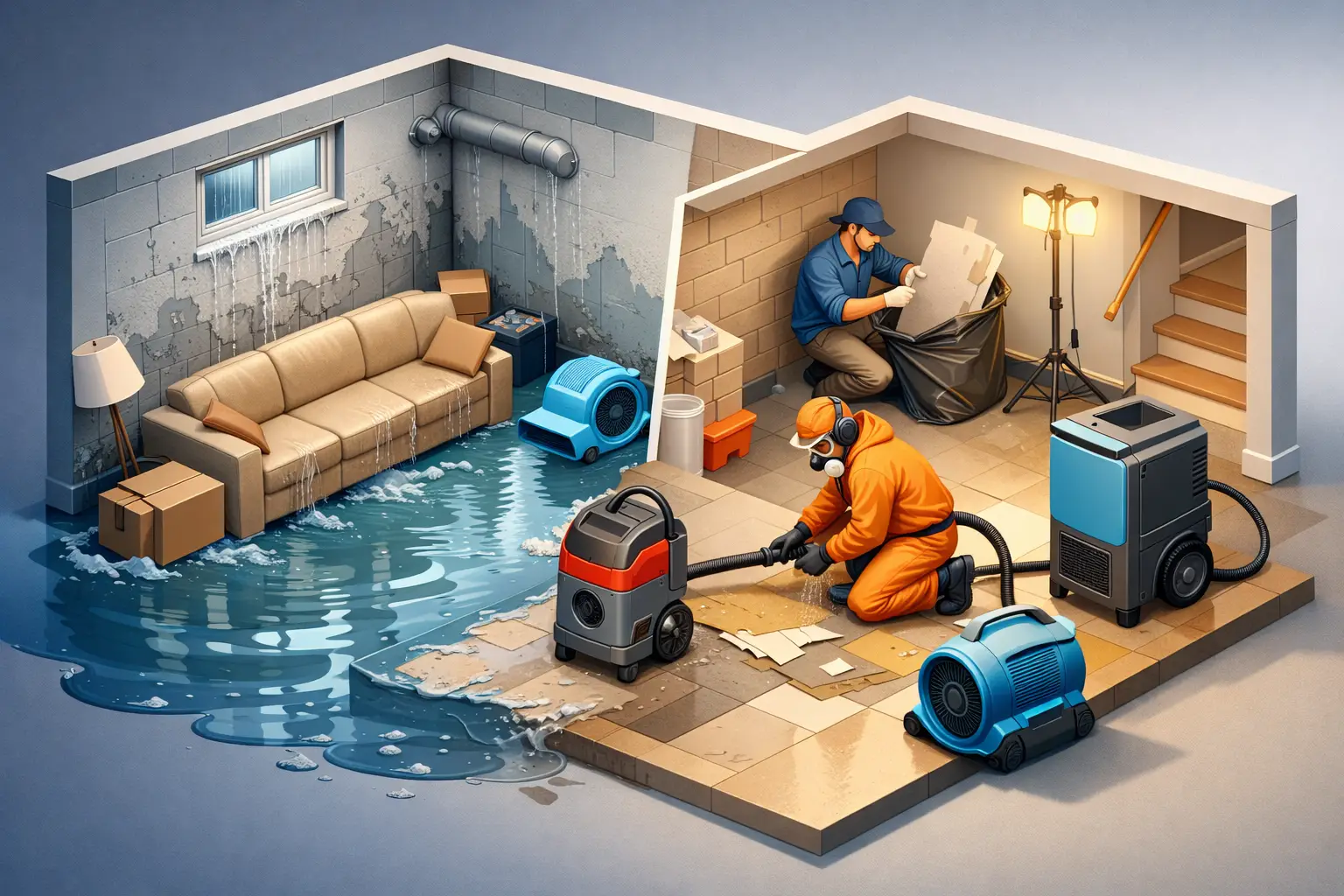 Water Damaged Basement Recovery Done Right