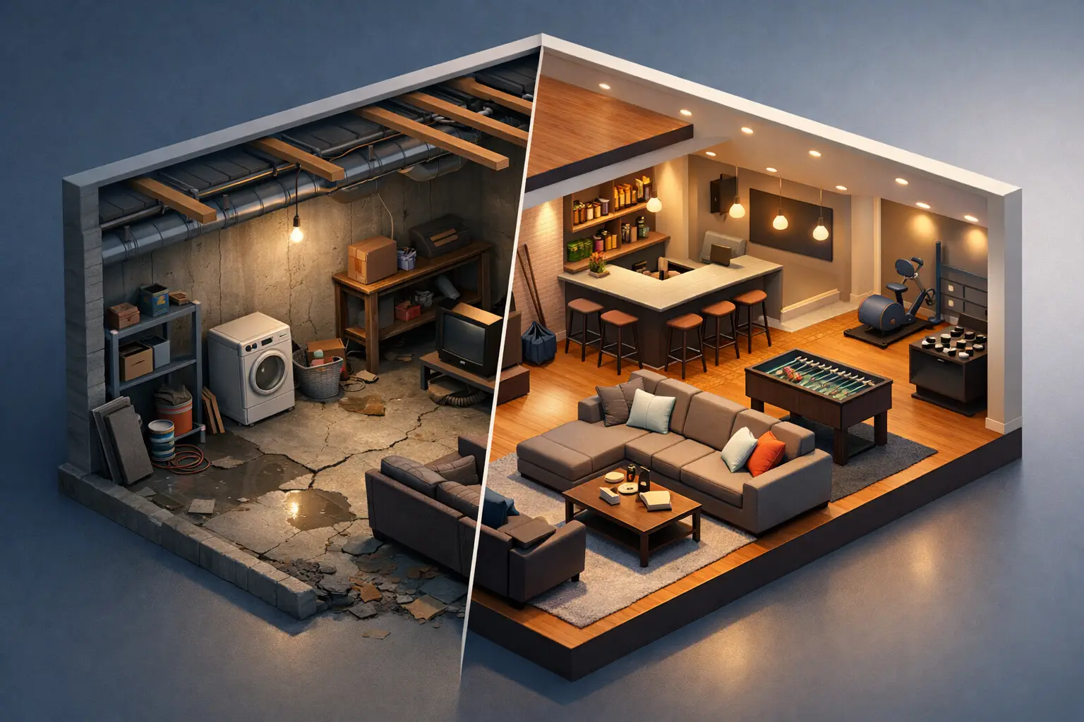 Basement Remodel Before After: What Changes