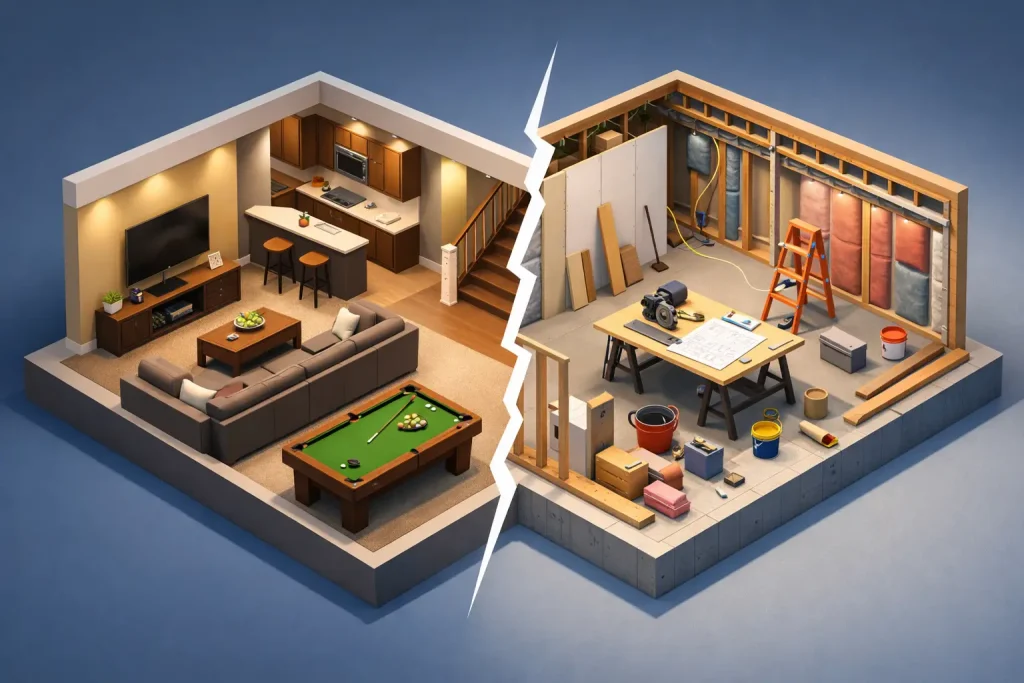 Basement Finishing vs Remodeling
